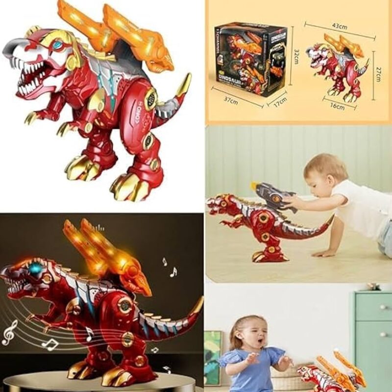 Dinosaure Télécommandé RC T-Rex Mécanique – Jouet Robot avec Sons & Lumières (6+)