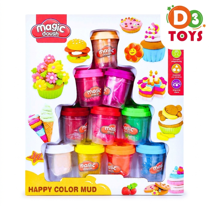 Pâte à Modeler Enfant 12 Couleurs – Magic Dough Set Créatif (3+)