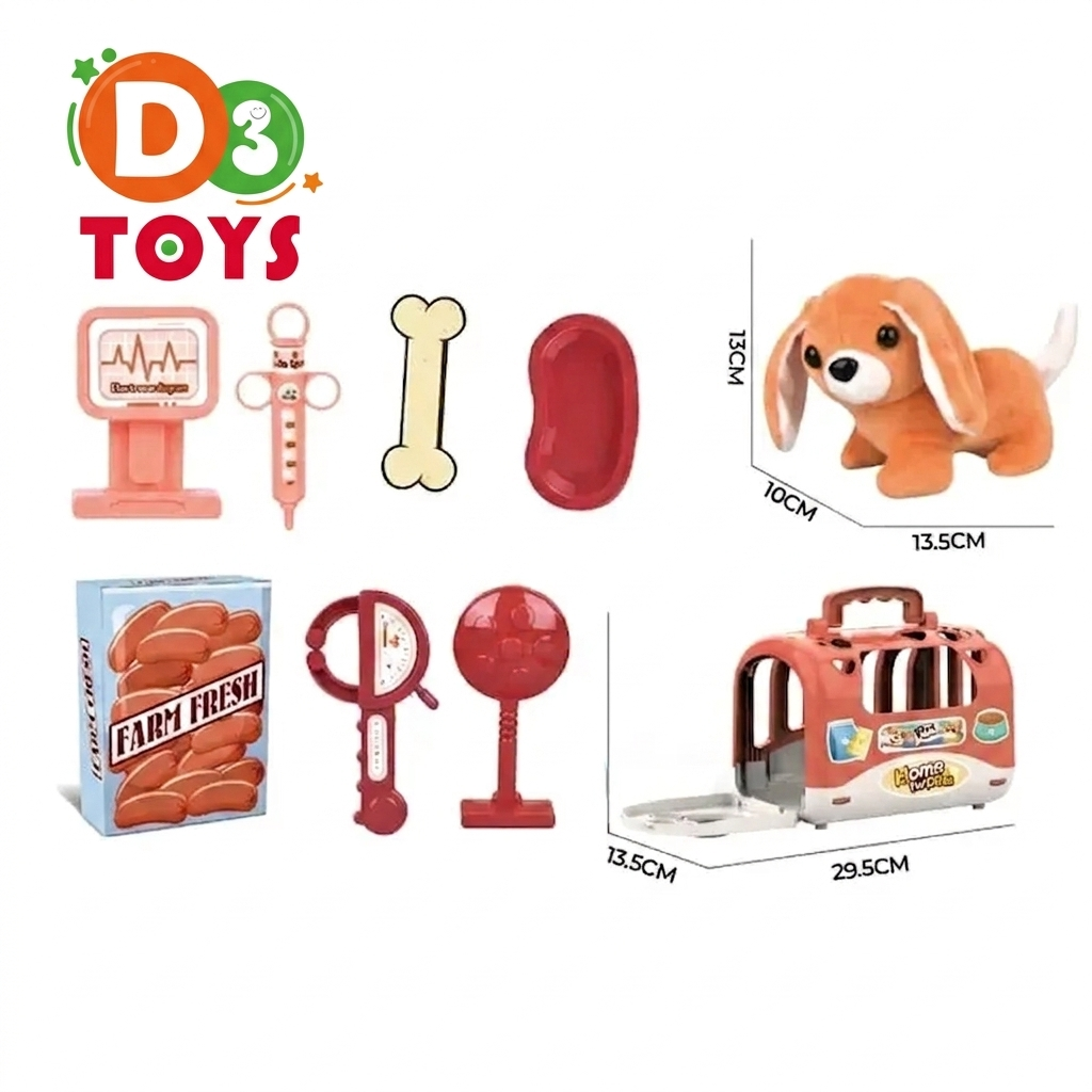 Kit Vétérinaire Enfant avec Chien Peluche – Mallette Docteur Animaux (Jeu de Rôle 3+)