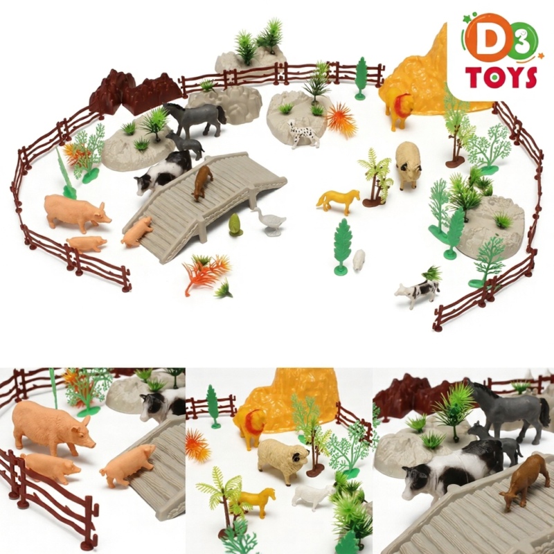 Set Animaux de la Ferme 100 Pièces avec Accessoires – Jeu Éducatif Enfant