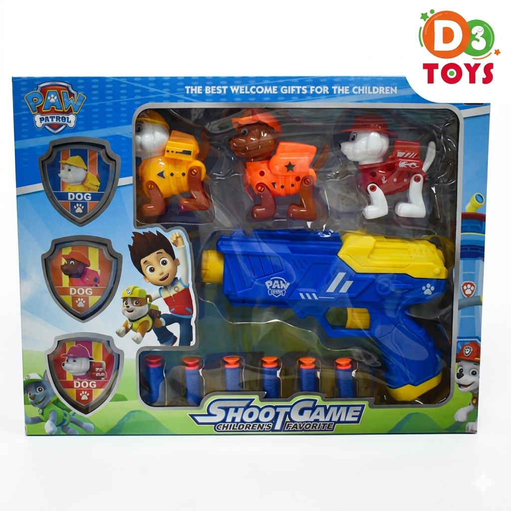 Pistolet Lance-Fléchettes Enfant avec Figurines Chien Paw Patrol