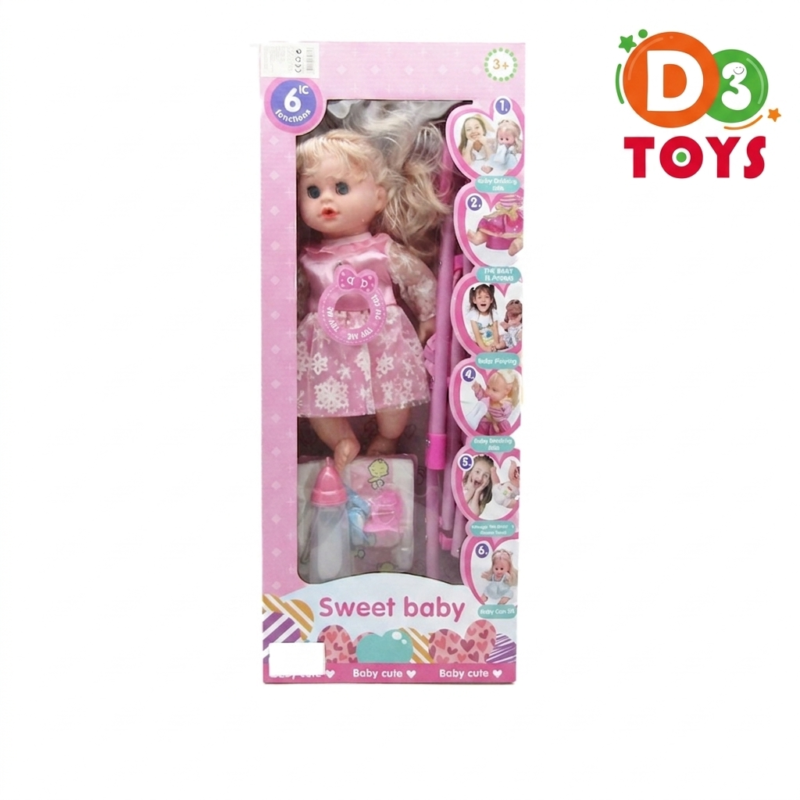 Poupée Bébé avec Poussette et Accessoires – Sweet Baby Jeu de Rôle (3+)