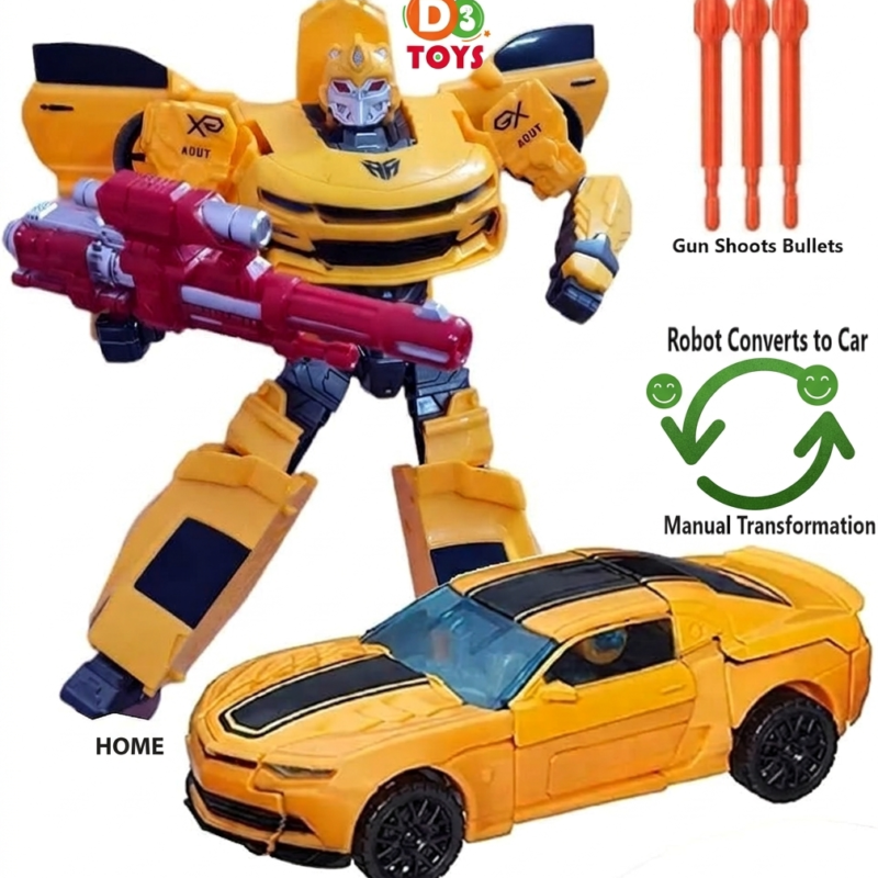 Robot Transformable Voiture 2 en 1 avec Lance-Fléchettes – Jouet Enfant Action & Transformation