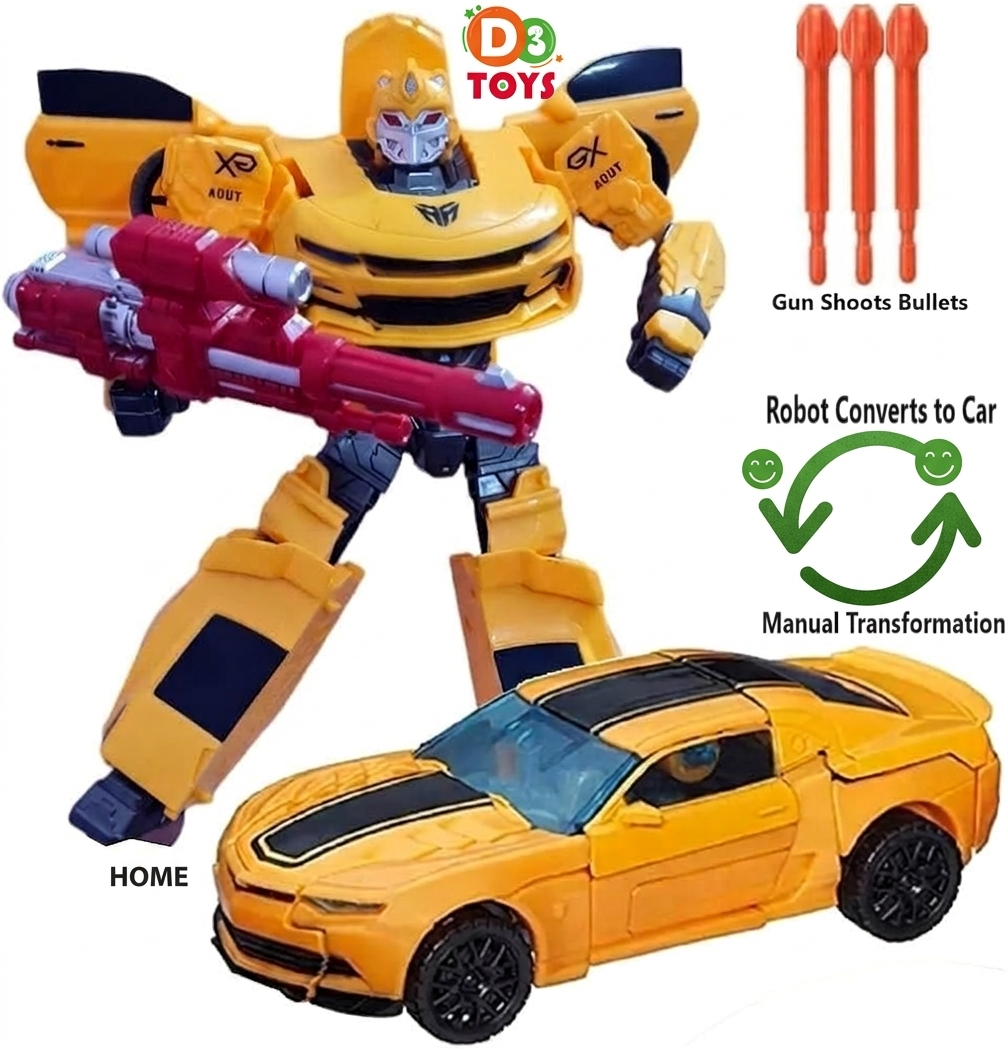 Robot Transformable Voiture 2 en 1 avec Lance-Fléchettes – Jouet Enfant Action & Transformation