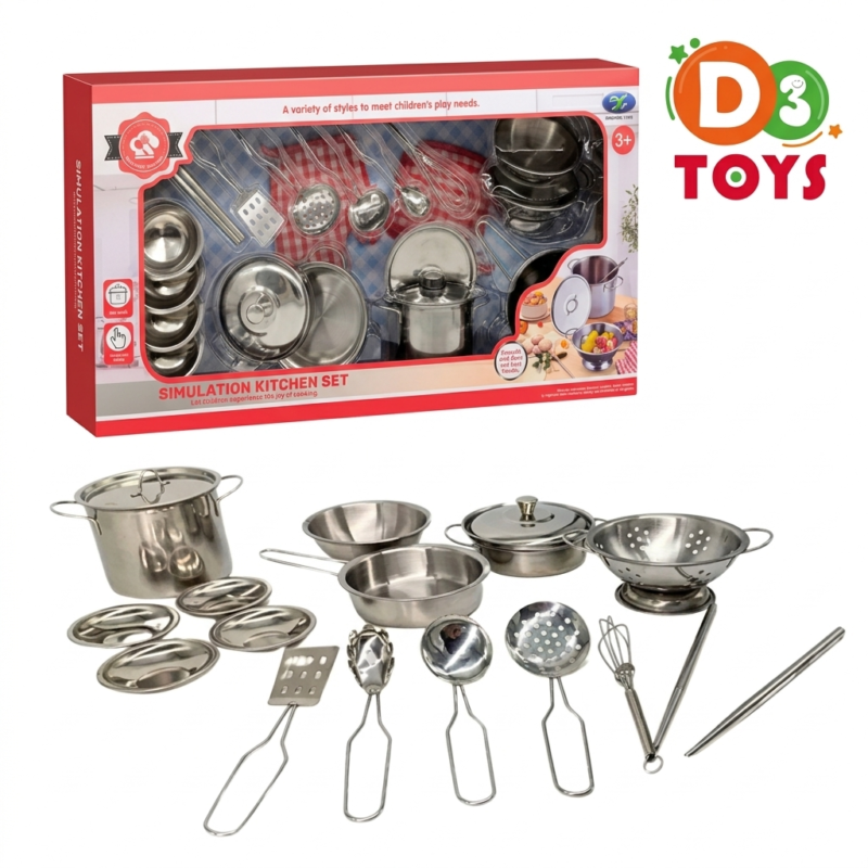 Set Cuisine Enfant en Métal – Batterie de Cuisine Jouet Simulation Kitchen Set (3+ ans)
