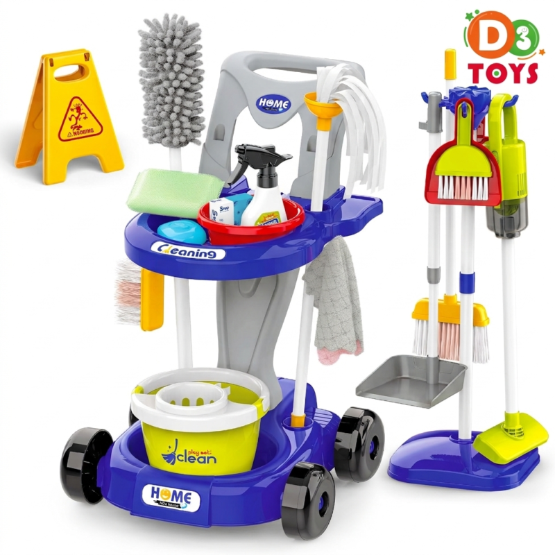 Chariot de Ménage Enfant 29 Pièces – Kit Nettoyage Complet avec Accessoires