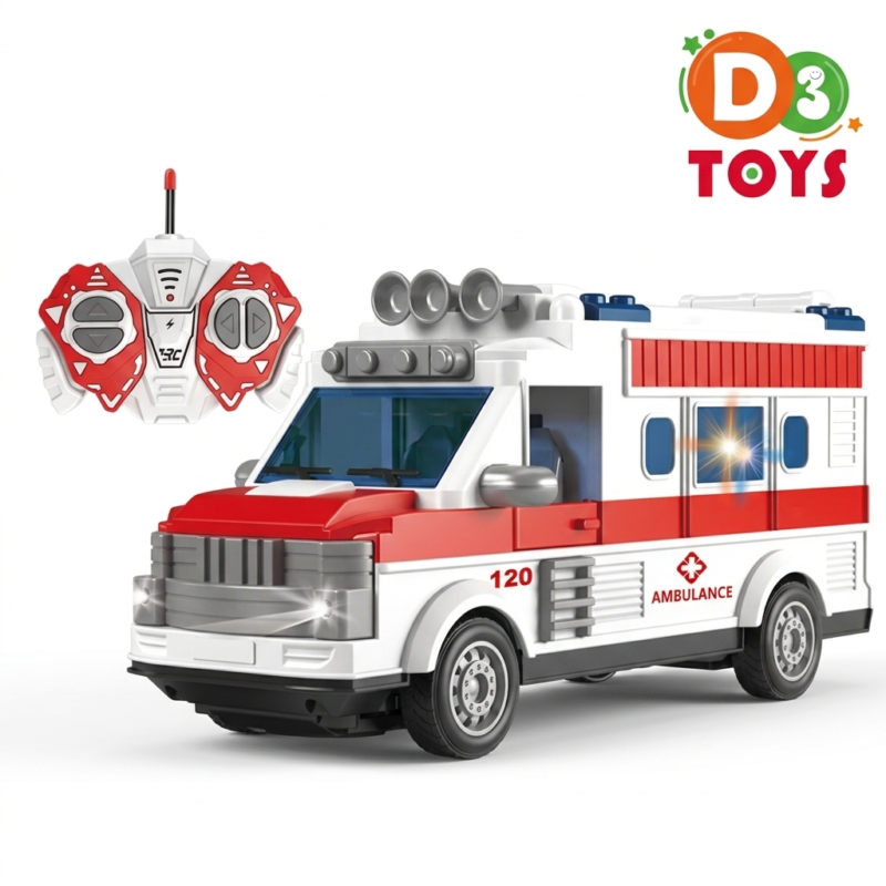 Ambulance Télécommandée RC avec Lumières – Véhicule Secours Enfant (3+)