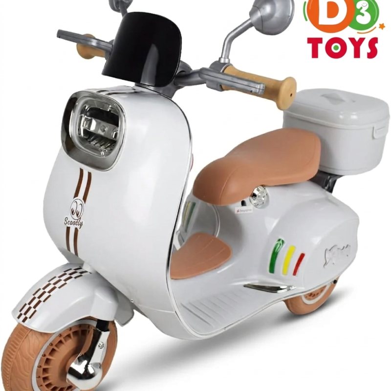 Scooter Électrique Enfant Style Vespa – Moto Jouet 3 Roues avec Musique & Lumières – Batterie Rechargeable