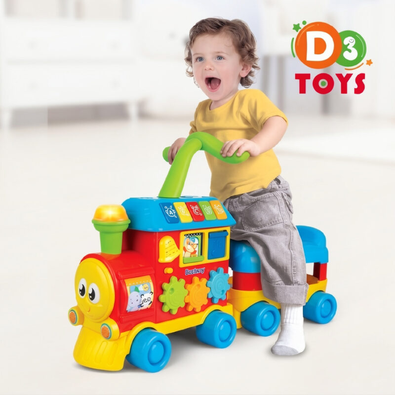 Winfun Walker Ride-On Learning Train – Trotteur Bébé Musical Éducatif 3 en 1 avec Sons, Lumières et Activités