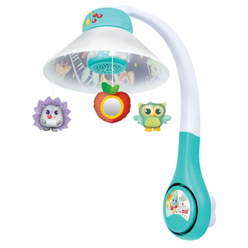 Mobile Musical Bébé avec Lumières et Peluches Suspendues – Veilleuse et Berceuse pour Lit Bébé