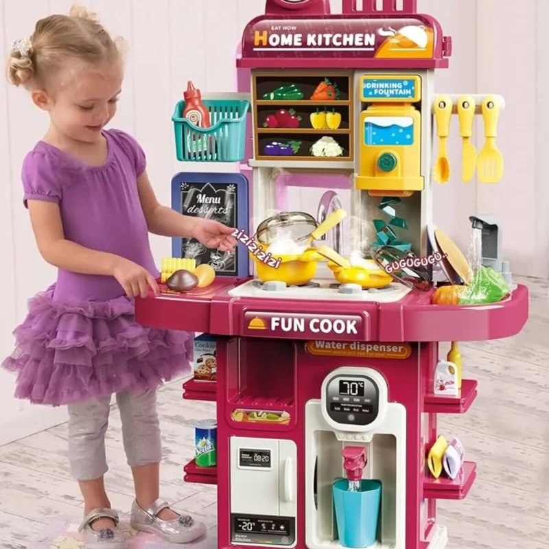 Cuisine Enfant Interactive 2 en 1 – Home Kitchen & Supermarché avec Effets Lumière et Eau