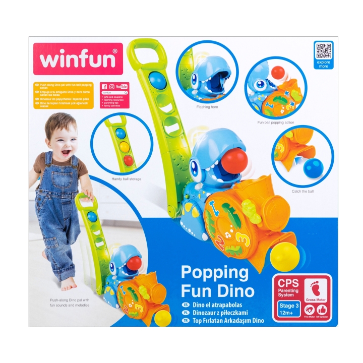 Winfun Popping Fun Dino – Jouet Dino à Pousser avec Balles Sonores pour Bébé 12 Mois+ – Image 2