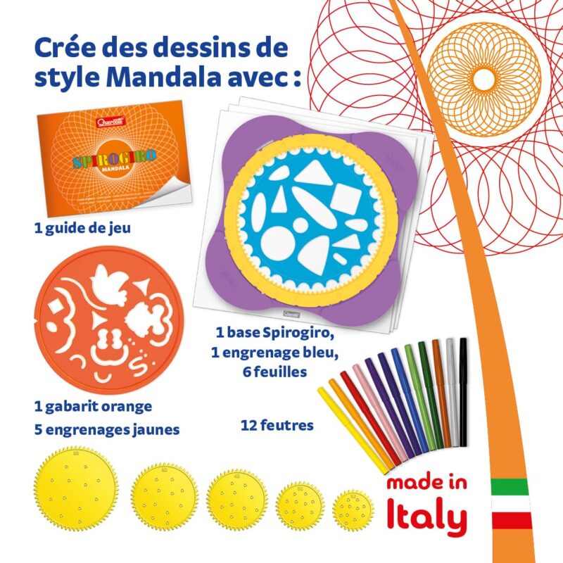 Spirogiro Mandala Quercetti – Kit de Dessin Créatif et Géométrique pour Enfants