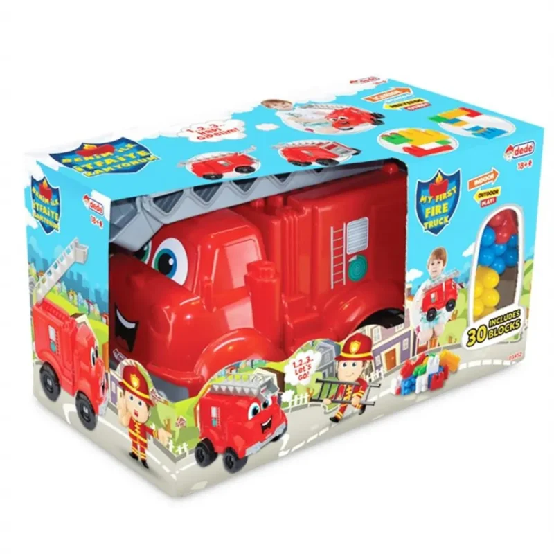 Camion de Pompiers avec 30 Blocs de Construction – Jouet Éducatif pour Enfants