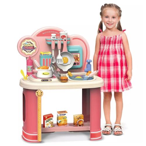Cuisine Enfant Rose avec Évier, Ustensiles et Accessoires – Jeu d'Imitation 
