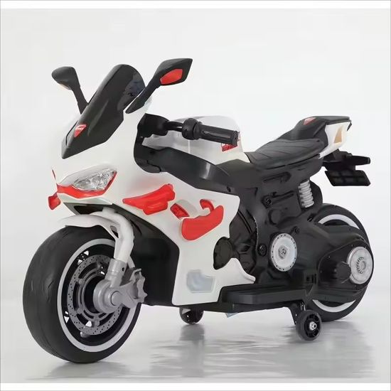 Moto Électrique Sport 12V pour Enfant – Avec Roues Stabilatrices, Musique et LED