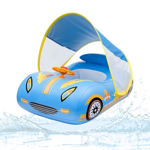 Voiture Gonflable Bébé avec Pare-Soleil – Flotteur Piscine