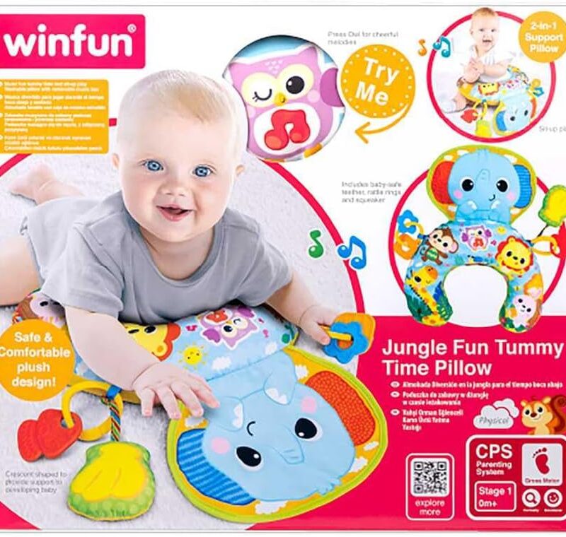 Coussin d’Éveil Tummy Time Winfun Jungle Fun – 2 en 1