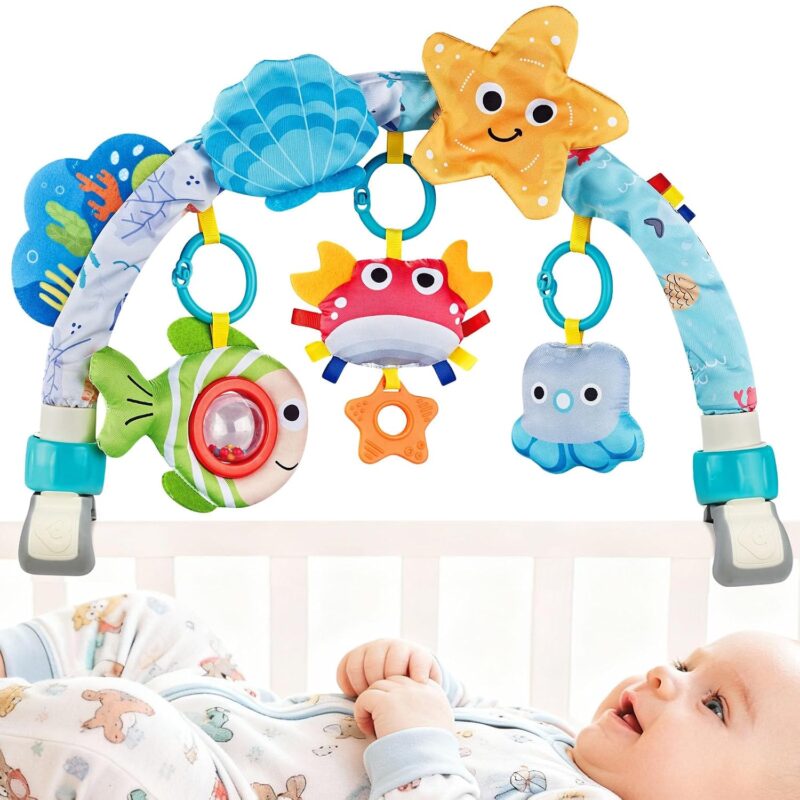 Arche d’Éveil Bébé avec Jouets Suspendus pour Lit et Parc