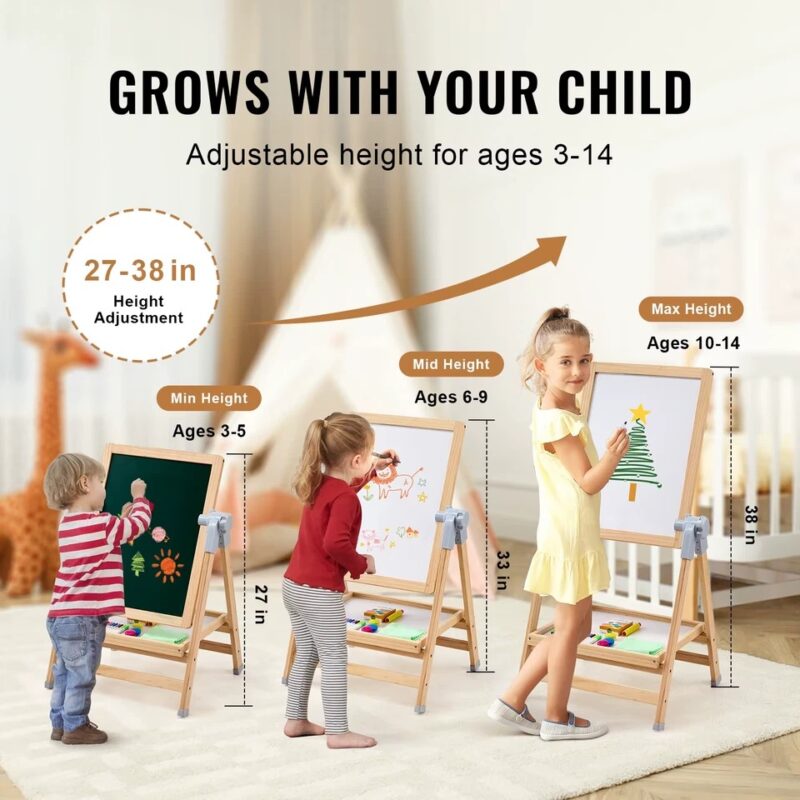 Tableau Éducatif 3 en 1 pour Enfant – Ardoise Magnétique, Tableau Blanc et Craie