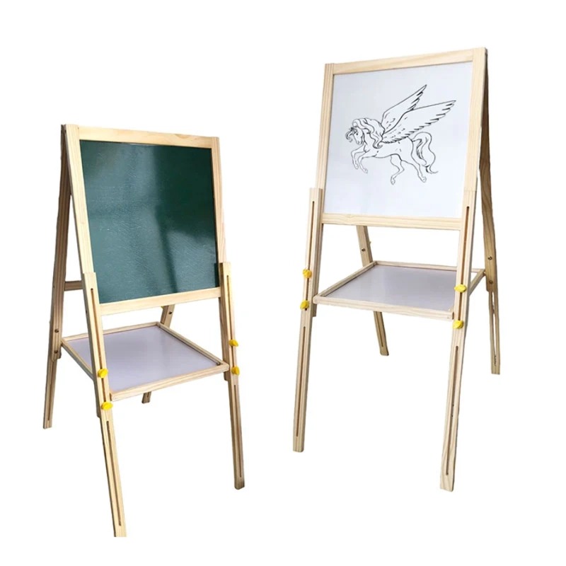 Chevalet Enfant Double Face en Bois – Tableau Blanc et Ardoise à Craie