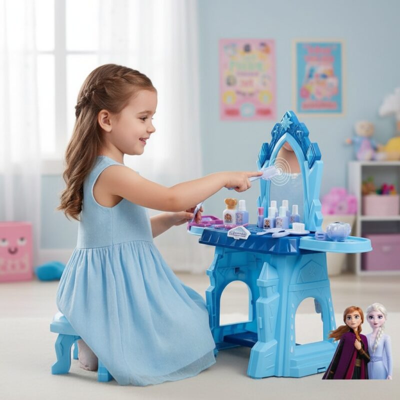 Coiffeuse Frozen pour Enfant avec Miroir Musical et Accessoires