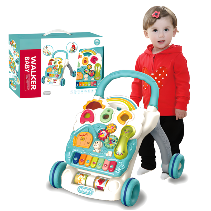 Trotteur Bébé 2-en-1 avec Centre d’Activités Musical